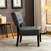 Lyngins Blended Leather Tufted Accent Chair with Oversized Seating, Kiln-Dried Hardwood Frame & Wood Legs, Comfy Sofa Chair for Living Room, Bedroom - 2 of 4