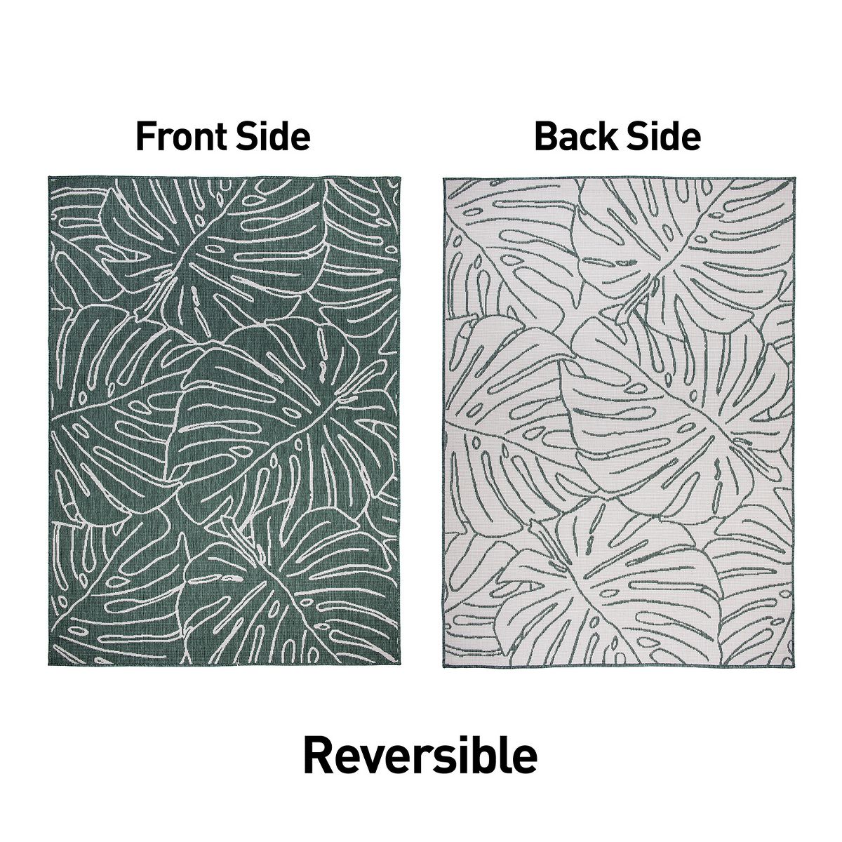 World Rug Gallery Contemporary Tropical Leaves Weather Resistant Reversible Indoor/Outdoor Area Rug: Quick Dry, UV Protection - thumbnail 10