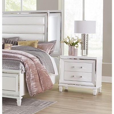 NicBex 2 Drawer Nightstand,Wood Bedside Table with Acrylic Bar Pulls for Bedroom,Living Room,Bedside