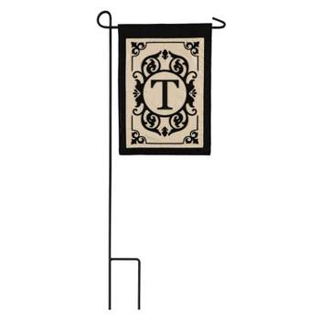 Evergreen Flag Cambridge Chic Letter T Monogram Applique Garden Flag - 12.5" Wide x 18" High