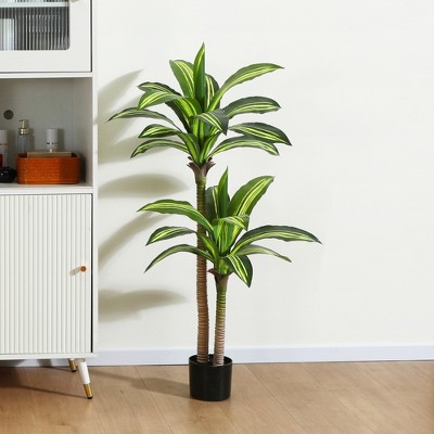 DR.Planzen 4-6ft Artificial Dracaena Plant, Pre Potted Faux Plant for Office House Living Room Indoor Home Decor