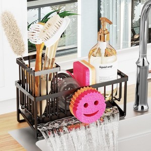 Kitchen Countertop Smiley Sink Caddy - Self-Draining, Detachable Brush Holder, Fits Soap/Scrubber/Dish Brush - 1 of 4