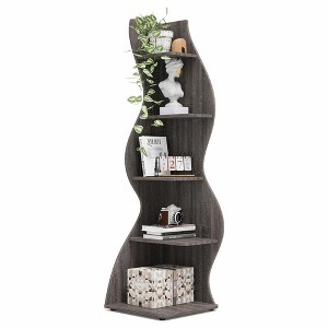 Lirago,18.9"L*18.9"W*70.08"H,5-Tier Corner Bookshelf - Modern Gray Wall Shelf with Adjustable Shelves for Home & Office - 1 of 4