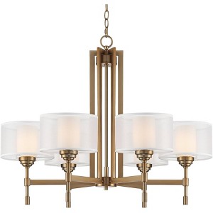 Possini Euro Design Gold Chandelier 32" Wide Modern Glam Double Shade 6-Light Fixture for Dining Room House Foyer Living Room - 1 of 4
