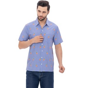 HAPPY BAY Men's Hawaiian Shirts Short Sleeve Button Down Mens Casual Work Shirt Vacation Pineapple Tropical Party Plaid Shirts for Men - 1 of 4