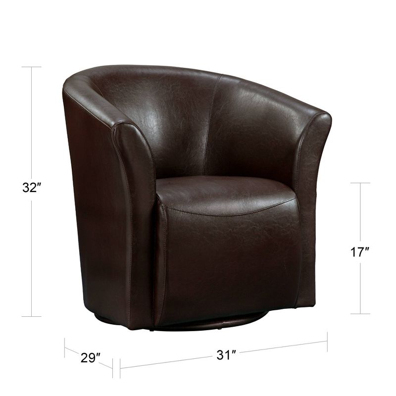 Studio 55D Rocket Rivera Brown Faux Leather Swivel Accent Club Chair, 4 of 10