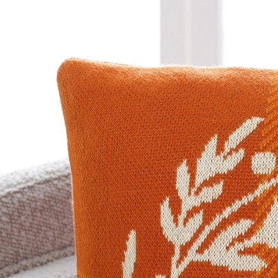 Hello Pumpkin Orange Cotton Thanksgiving Pillow 19" x 19"
