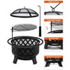 Outdoor 2 in 1 Fire Pit 30" Wood Burning FirePit with Grill, Spark Screen, Great for Outdoor, Garden, Patio, Backyard, Bonfire - 2 of 2