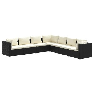 vidaXL Patio Lounge Set - 7pc Poly Rattan Sofa with Cushions, Modular Design, Weatherproof, Comfortable Outdoor Seating for Garden, Deck - 1 of 4