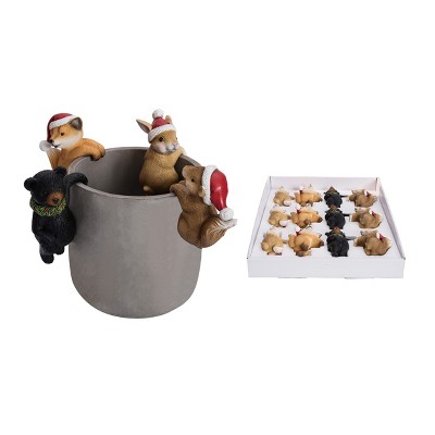 Transpac Resin Critters Pot Hangers Set of 3 Multicolored Animal Figurines 4 Designs Decorative Objects for Indoor Use Christmas Tabletop Decoration