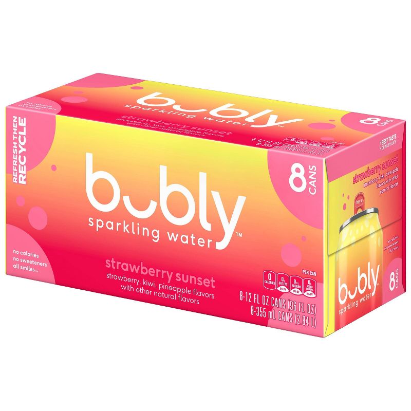 bubly Strawberry Sunset Sparkling Water - 8pk/12 fl oz Cans, 3 of 6