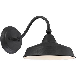 John Timberland Willard Industrial Rustic Wall Light Sconce Textured Black Hardwire 10" Fixture LED Metal Dome Shade for Bedroom Bathroom Vanity House - 1 of 4