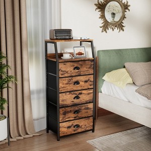 Nightstands with 3, 4, 5 Drawers, Fabric Small Dresser Organizer Vertical Storage Tower for Bedroom, Closet, Hallway - 1 of 4