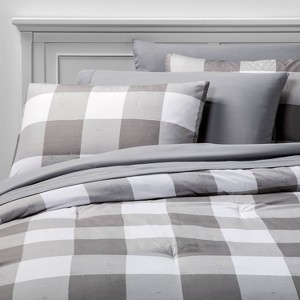 Twin/Twin XL 5pc Printed Pattern Bedding Set Gray Buffalo Check - Room Essentials