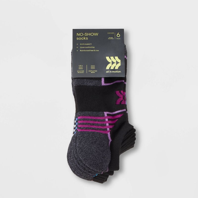Women's 6pk Cushioned Mesh Finish Line Fashion No Show Athletic Socks - All In Motion™ 4-10, 3 of 5