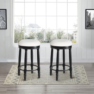 NicBex 26" Counter Height Bar Stools,Modern 360° Swivel Bar Stools Set of 2,Wooden Island Chairs with Fabric Upholstered for Kitchen,Bar - 1 of 4