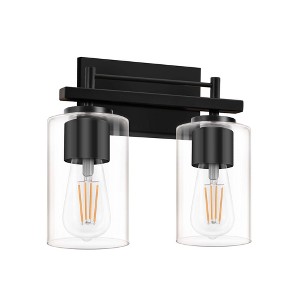 DAKAFUL Modern Bathroom Vanity Light, Vanity Fixture Over Mirror with Black Frame&Clear Glass Shade, Wall Light for Mirror, Bedroom, Bathtub Area - 1 of 4