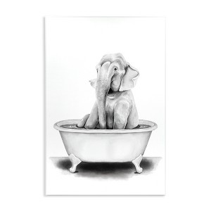 Stupell Industries Elephant In Tub Funny Wall Plaque Art, 13" x 19" - 1 of 4