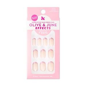 Olive & June Fake Nails - Effects Olive & June Press-On Nail Effects Tabs - S Round - Glazed French - 32ct - 1 of 4