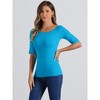 INSPIRE CHIC Women's Half Sleeves Scoop Neck Fitted Layering Soft T-Shirt - 2 of 4