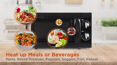 Compact Black Stainless Steel Small Countertop Microwave Oven