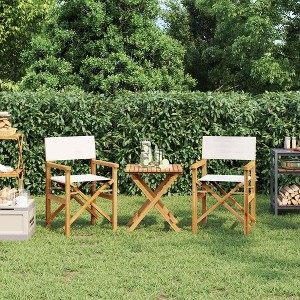 Director's Chair Set of 2,Teak wood, Polyester vidaXL - 1 of 4