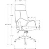 Monarch Specialties Office Chair Adjustable Height Swivel Ergonomic Armrests Computer Desk Work Metal Fabric White Grey Contemporary Modern - 2 of 4