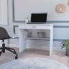 Vynxaria Minimalist White Storage Desk - Roomy Top Surface, Sizable Drawer, Additional Shelf - 2 of 4