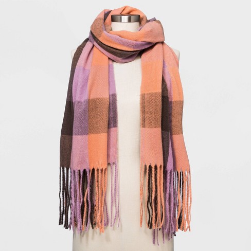 Women's Plaid Blanket Scarf - A New Day™ Pink - image 1 of 2