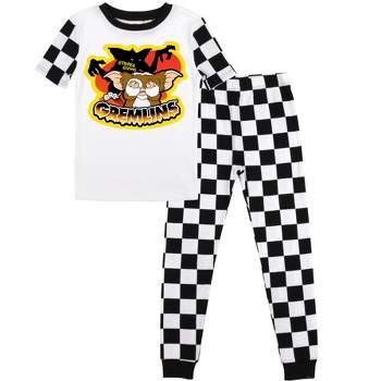 Gremlins Stripe and Gizmo Character Group Checker Pattern Youth Boy's Short Sleeve Pajama Set