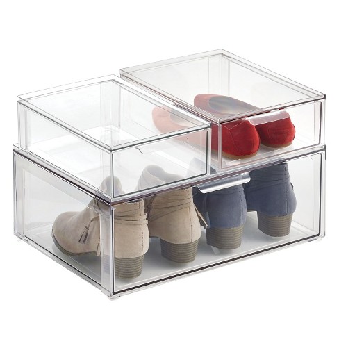 Mdesign Clarity Plastic Stackable Bathroom Storage Organizer With Drawer,  Clear - 12 X 8 X 6, 2 Pack : Target