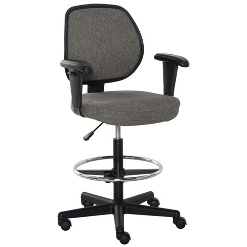 Vinsetto Black Drafting Office Chair with Lumbar Support, Flip-Up Armrests,  Footrest Ring and Adjustable Seat Height 921-190 - The Home Depot