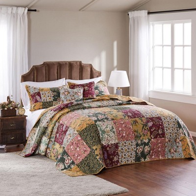 Antique Chic Multicolor Cotton Patchwork Full Bedspread Set