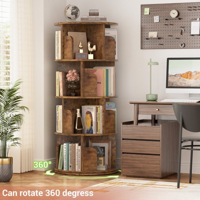 Aheaplus 4-tier Rotating Bookshelf Tower Revolving Corner Bookcase
