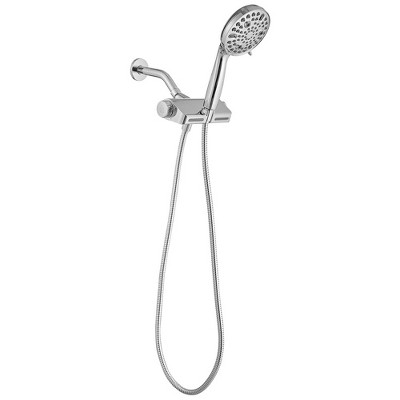10-spray Wall Mount Dual Shower Head and Handheld Shower Head 1.8 GPM with Stainless Steel Hose