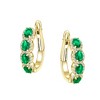 Guili Luxe Radiance Sterling Silver 14K Gold Plated Oblong Hoop Earrings with Brilliant Colored Cubic Zirconia and Stylish Spring Lock - 3 of 3