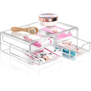 Sorbus 4 Clear Large Stackable Acrylic Drawers - for Organizing Make up, Nail Polish, Hair Accessories, and Beauty Supplies - 1 of 4