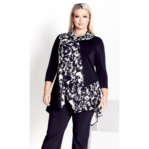 Women's Plus Size Piper Print Tunic - Black | Avenue : Target