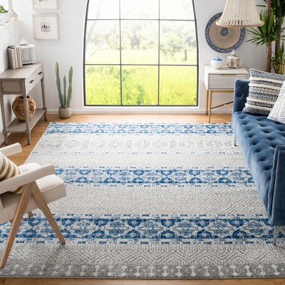 Chic Metro-Mod Silver/Navy Synthetic 8' x 10' Area Rug