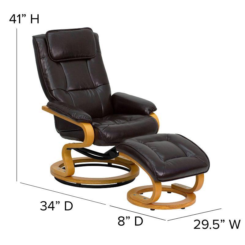 Emma and Oliver Multi-Position Recliner & Ottoman with Swivel Maple Wood Base, 4 of 11