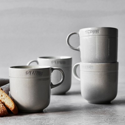 Staub White Truffle Ceramic 16oz Stoneware Mug Set