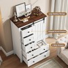 Whizmax 5 Drawers Dresser for Bedroom with Sliding Barn Door,Adjustable Shelf,Farmhouse Tall Chest of Drawer,Storage Organizer Dresser for Living Room - 3 of 4