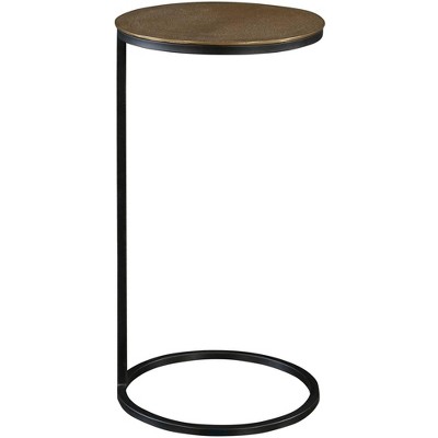 Round Black and Gold Metal Accent Table