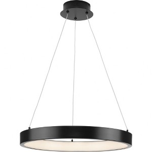 Progress Lighting Inverse 1-Light LED Flush Mount, Matte Black, Aluminum, 20" Diameter, 3000K, Damp Rated - 1 of 1