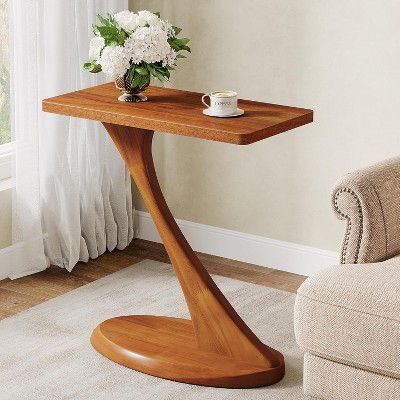 Tribesigns Z-Shaped Side Table with Solid Wood Leg