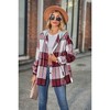 Coolmee Women's Lightweight Casual Jackets Plaid Long Sleeve Shacket Fleece Lined Hooded Jackets Button Down Warm Coats with Pockets XL Red - 4 of 4