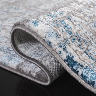 Amelia Grey/Blue Hand-Knotted Synthetic Area Rug, 5'5" x 7'7"