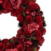 Northlight Red Wooden Rose and Berry Artificial Wreath, 13-Inch, Unlit - 3 of 3