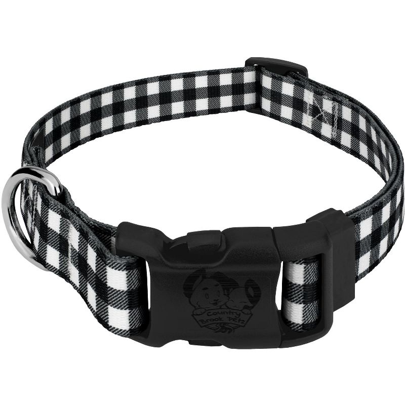 Country Brook Petz Deluxe Black & White Buffalo Plaid Dog Collar - Made in the U.S.A., 1 of 8