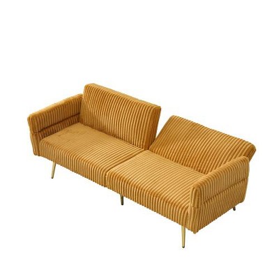 SYFERLORY 79 inch corduroy sofa bed, foldable double sofa bed with folding armrests, suitable for living rooms and small spaces